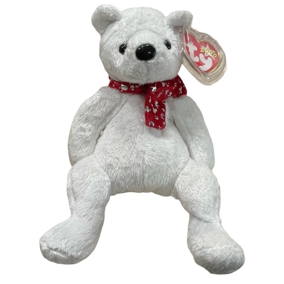 Ty White and Red Stuffed Animal Bear - Picture 1 of 7